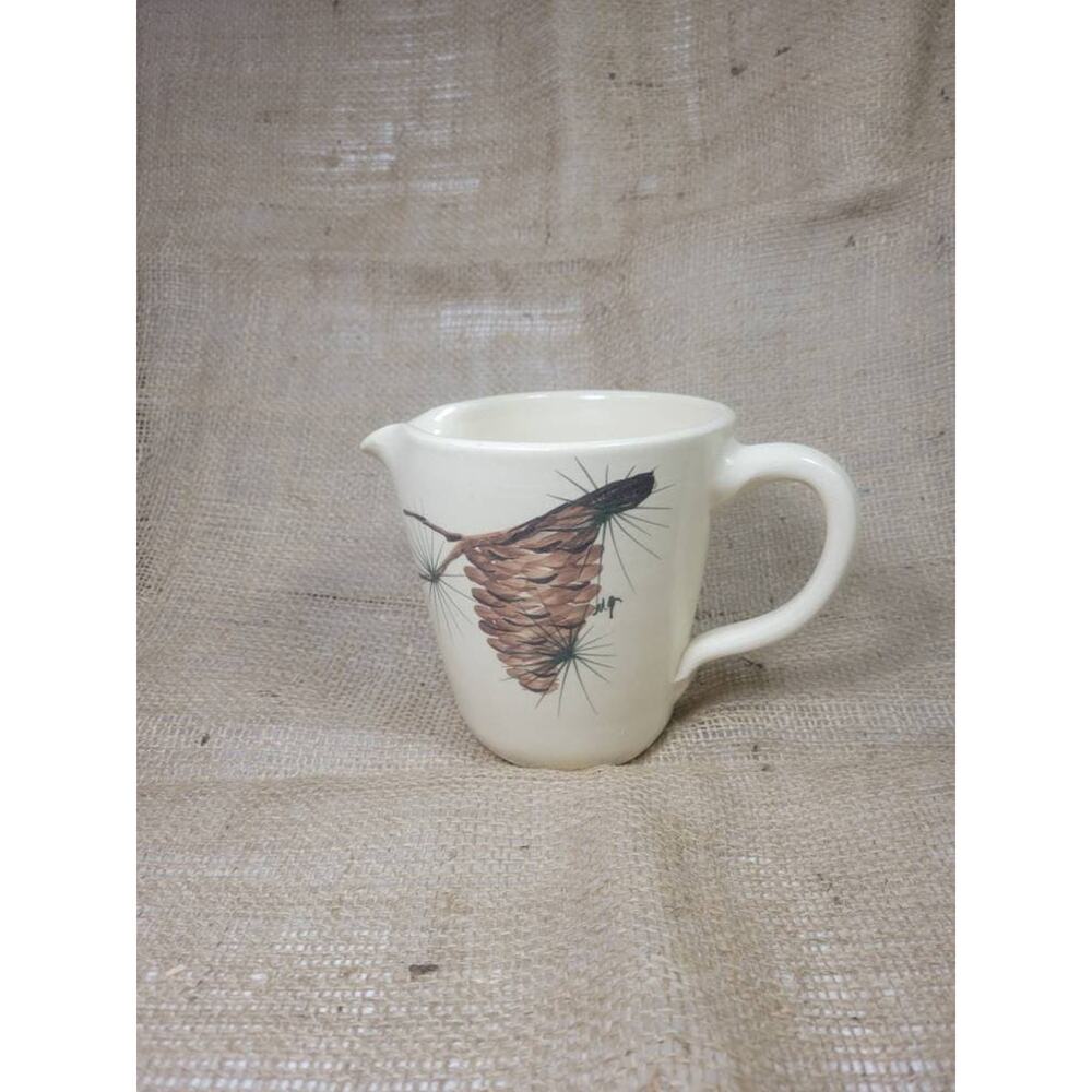Vintage Marshall Pottery Pinecone, Syrup Pitcher, Country Kitchen Utensil Holder